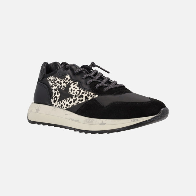 Cetti 1311 multimaterial sneakers with animal print star