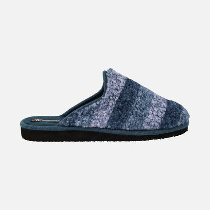 Men's house slippers with stripes in wool