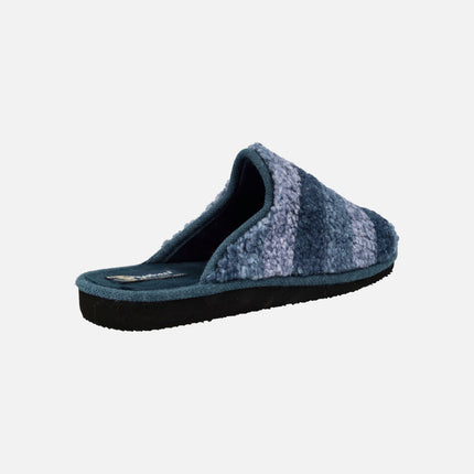 Men's house slippers with stripes in wool