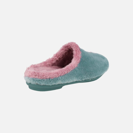 Open heel women's house slippers in bicolor hair 