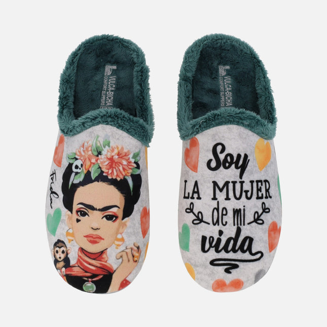 Zapatillas de casa para mujer Frida con mensaje