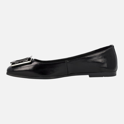 Black patent leather flats for woman