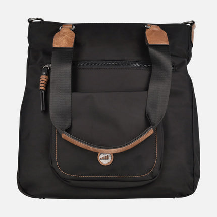 Women's bags in Black nylon fabric Combined with synthetics