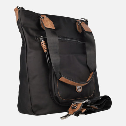 Women's bags in Black nylon fabric Combined with synthetics