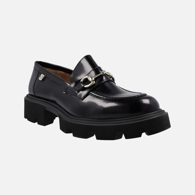 Zintia black antik loafers with track outsole