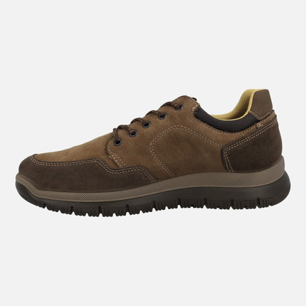 Men's Lace-up Shoes in Brown Nobuck with Gore-Tex Membrane