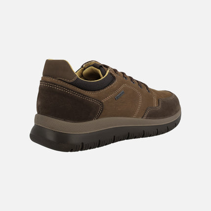 Men's Lace-up Shoes in Brown Nobuck with Gore-Tex Membrane