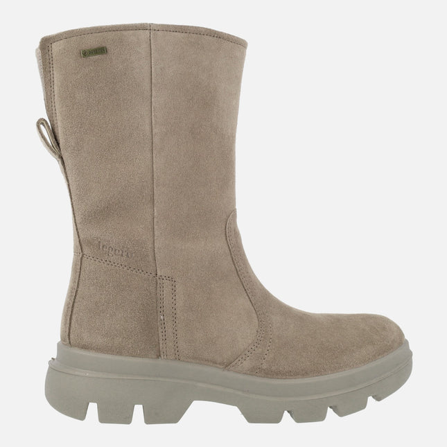 Beige suede women's boots with Gore-tex membrane