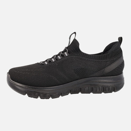 Women's Black Sneakers with Elastic Laces