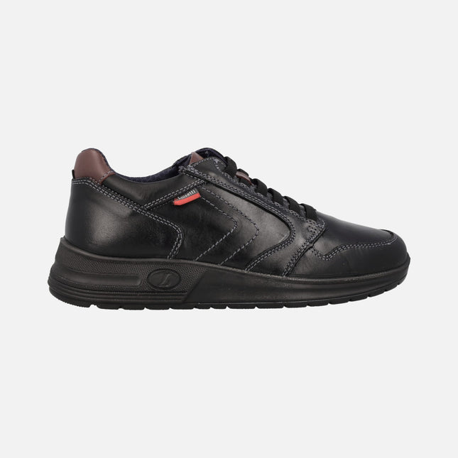 Black leather sports for men with laces