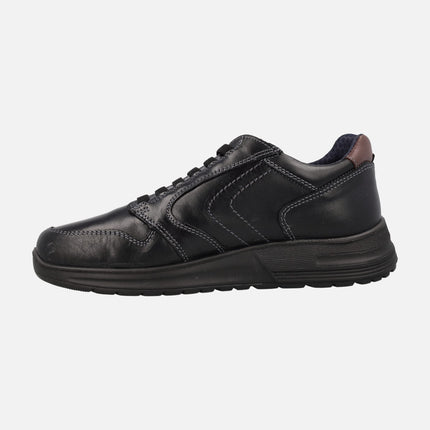 Black leather sports for men with laces