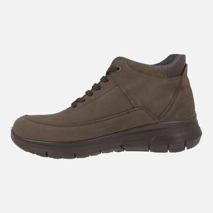 Boots Comfort for Men in Brown Nobuck with Laces