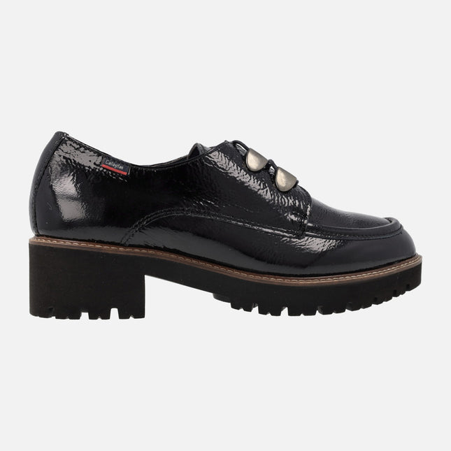 Charol Zapatos Cordones Negro Mujer Mujer F9R0081 Cordones Charol