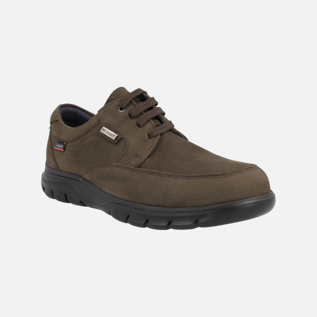 Men's Lace -up Shoes in Brown Nubuck with impermeable Membana
