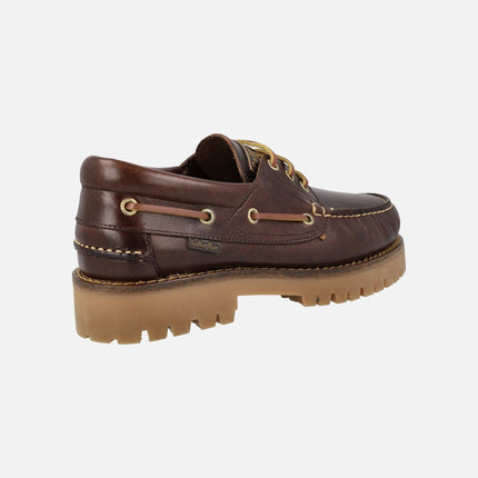Boating Laced shoes for Men in Camel leather