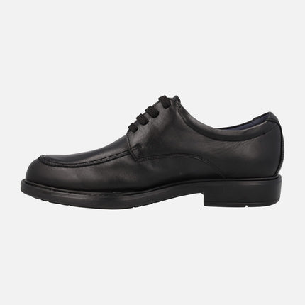 Black leather shoes with laces and water adapt membrane