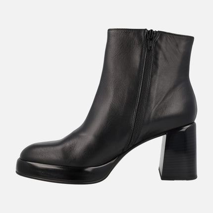 Tokyo leather ankle boots with wide heels and platform