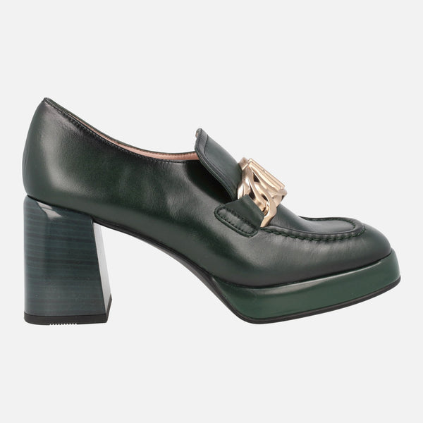 Tokyo leather loafers with high heel and platform