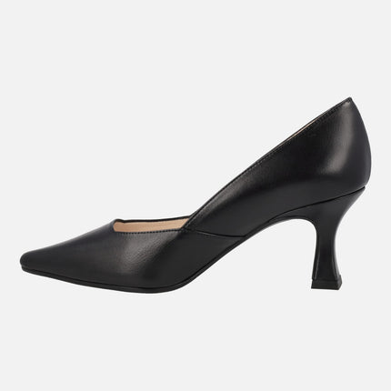 Lodi Juno black leather pumps with 7 cms heels high