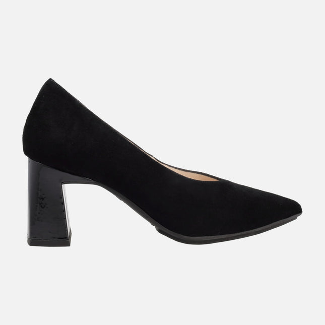 Lodi Masana-X black suede pumps with 7 cms heels