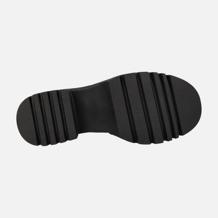 Mocasines negros con calcetín y piso track B079-H227