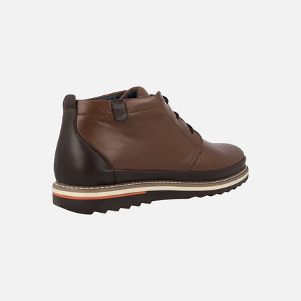 Brown leather boots with laces for men