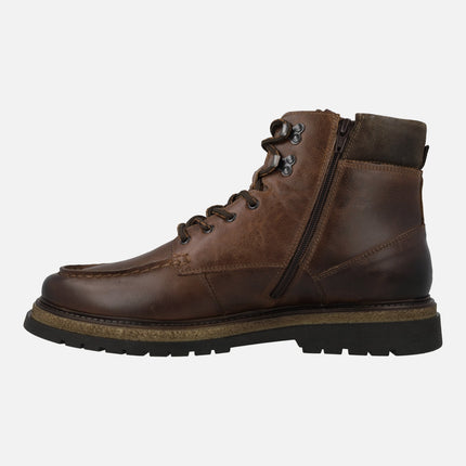 Brown leather boots with men's laces
