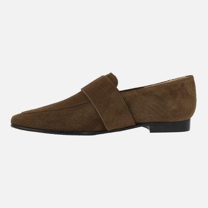 Woman suede Moccasins with Maxi Carey Buckle
