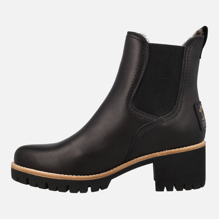 Panama jack Pia Travel leather chelsea boots with furry lining