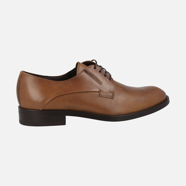 Men's leather shoes with laces and elastics