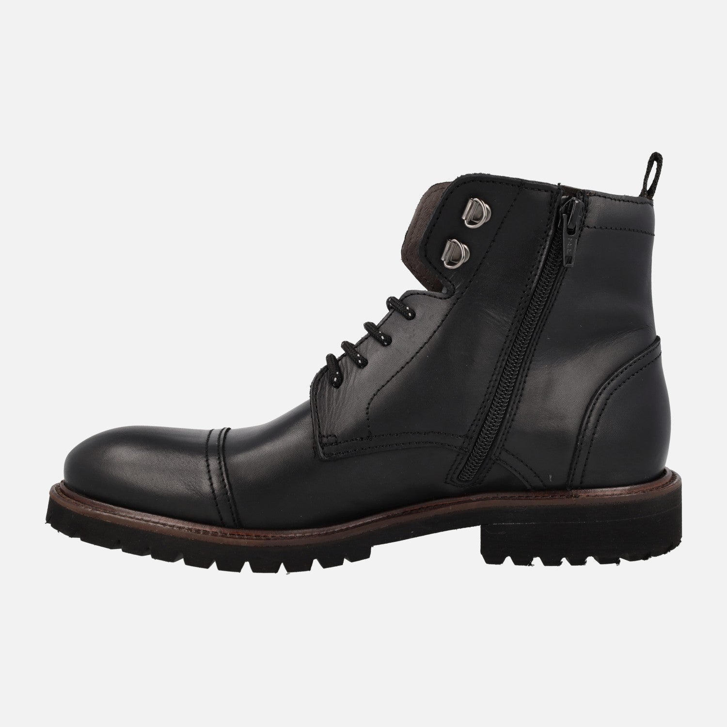 Black leather lace-up and zipper ankle boots for men – Zapaterías