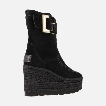 Maxi Buckle and Yute Platform Wedged Booties