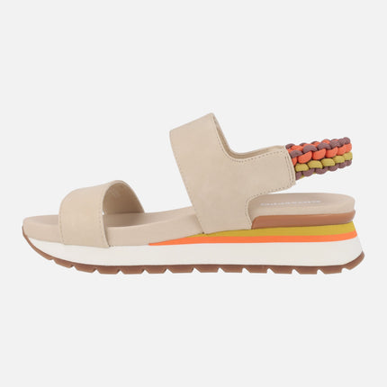 Austell sandals with velcro closure and multicolored braided detail
