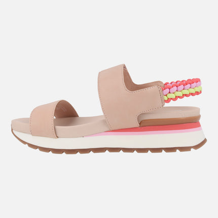 Austell sandals with velcro closure and multicolored braided detail