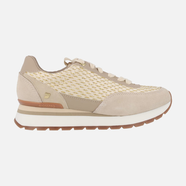 Gaggi sneakers in beige raffia with gold flashes