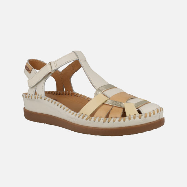Combined leather sandals crab style