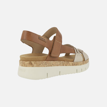 Leather sandals with velcro closure palma w4n - 0968c1