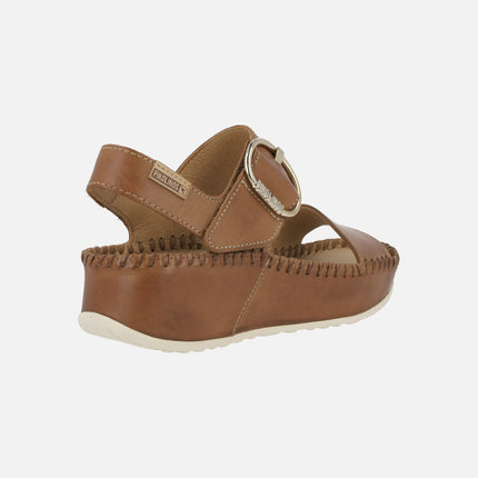 Leather sandals with platform and velcro closure Marina W1C-0709