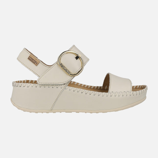 Leather sandals with platform and velcro closure Marina W1C-0709