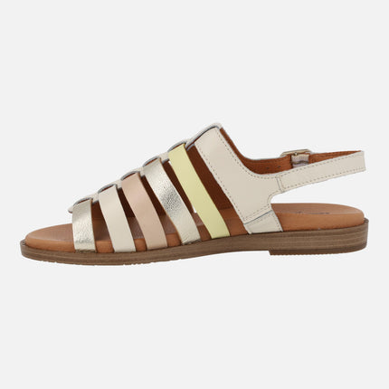 Sandals with combined leather strips formentera w8q-0799c1