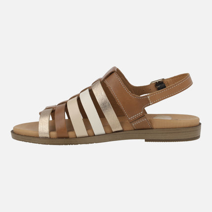 Sandals with combined leather strips formentera w8q-0799c1