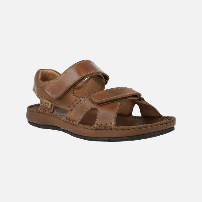 Men's leather sandals Tarifa 06J-5818 with velcros closure