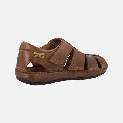 Men's leather sandals with velcro closure Tarifa 06J-5433