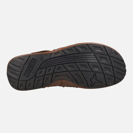 Men's leather sandals with velcro closure Tarifa 06J-5433