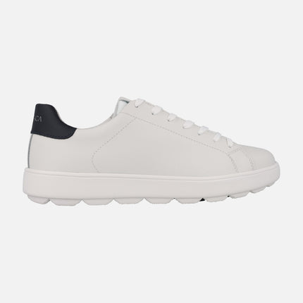 Men's White leather sneakers with navy heel spherica ecub-1