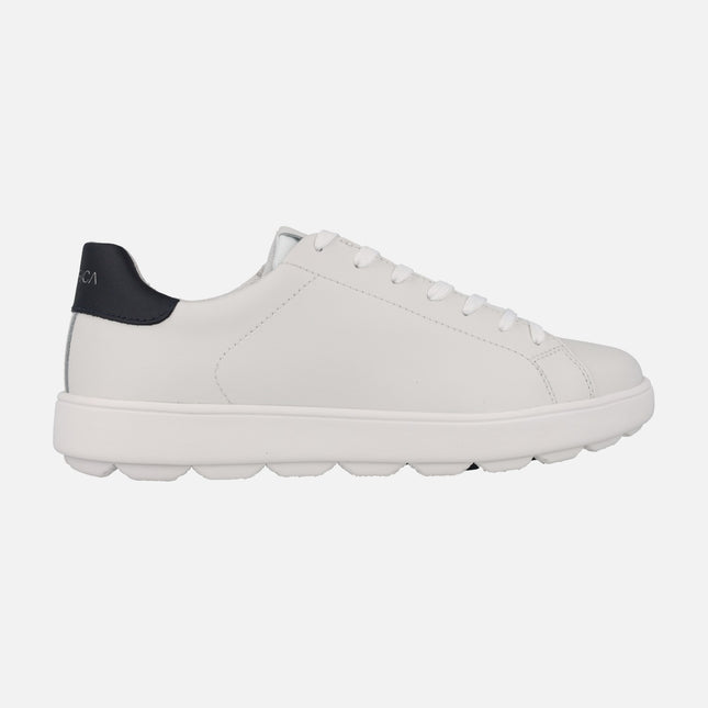 Men's White leather sneakers with navy heel spherica ecub-1