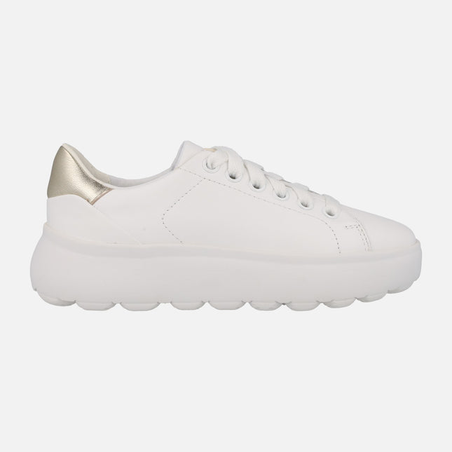 White leather sneakers with gold heel Spherica Ec4.1
