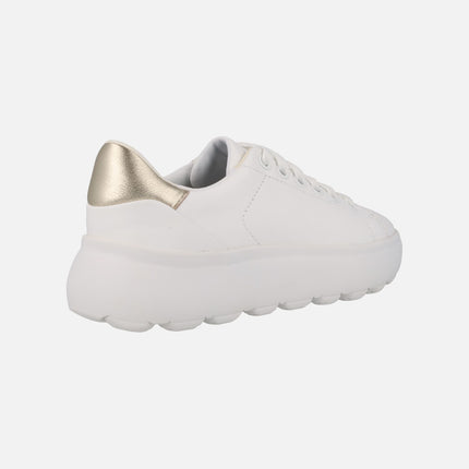 Zapatillas deportivas blancas de piel con talonera oro Spherica EC4.1