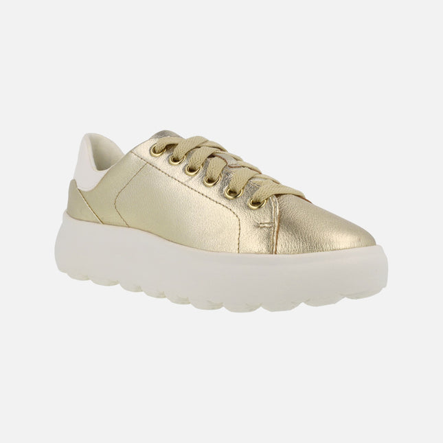 Zapatillas deportivas en piel oro con talonera blanca Spherica EC4.1