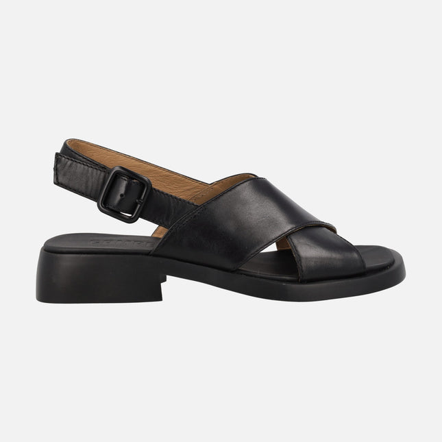 Black leather sandals for women Dana